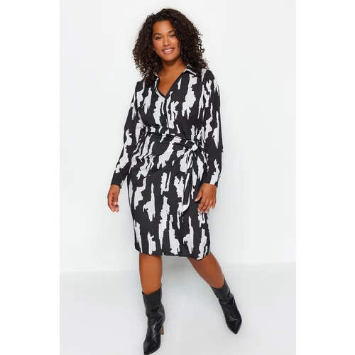 Trendyol Curve Multicolored Animal Pattern Woven Shirt Dress