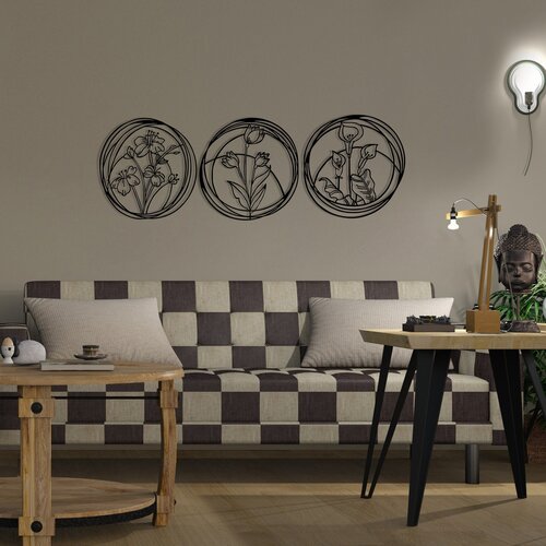 Atelier Del Sofa zidna dekoracija Flowers 5, 146x49 cm, 1.2mm, Crna Slike