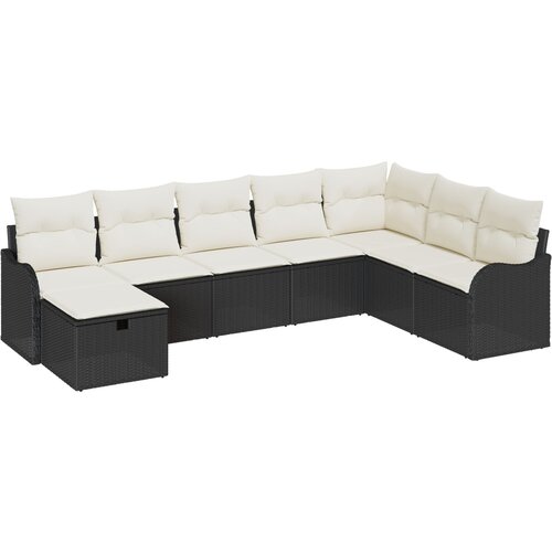 vidaXL 8-dijelna vrtna sofa garnitura s jastucima crni poli ratan, 2-sjedalna vrtna sofa s jastucima crni poli ratan Cijene