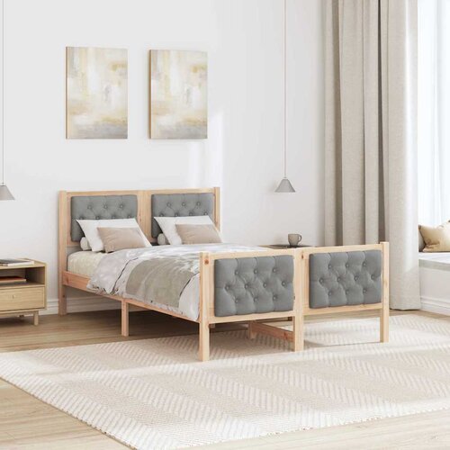  Krevetna konstrukcija s uzglavljem Svijetlo siva 120 x 190 cm Smeđa Slike