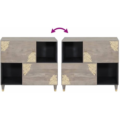  Kreveta Siva i zlatna 80 x 33 x 75 cm Čvrsto drvo manga Slike
