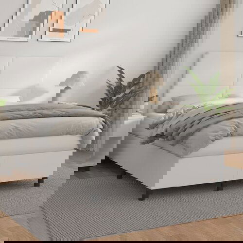 The Living Store Box spring postelja z vzmetnico bel 140x200 cm umetno usnje - Box Spring Postelja, (21438390) Slike