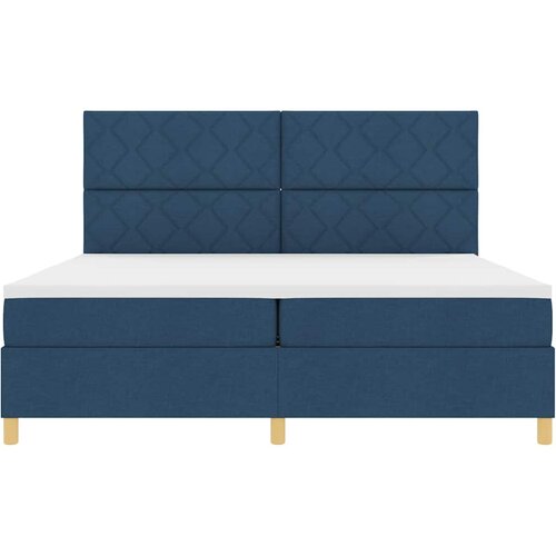  LED Box Spring Krevet s uzglavljem Plava 200 x 200 cm tkanina Slike