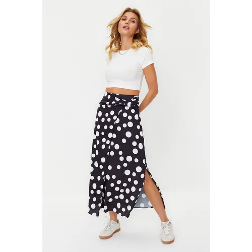 Trendyol Black Polka Dot Satin Maxi Length Woven Skirt