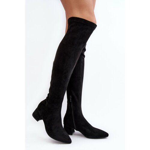Kesi Women's over-the-knee boots with low heels black Maidna Slike