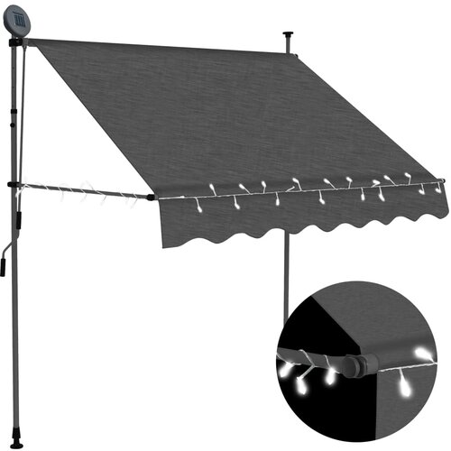 vidaXL Ročno zložljiva tenda z LED lučkami 200 cm antracitna, (20609843) Cene
