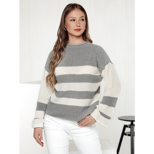 DStreet Sweter damski LINEZZA szaro-biały Cijene