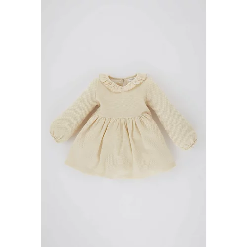 Defacto Baby Girl Long Sleeve Jacquard Dress