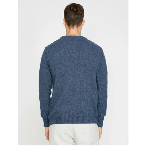 Koton Men's Blue Patterned Sweater