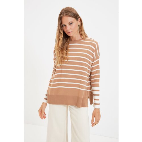 Trendyol camel Striped Knitwear Sweater Slike