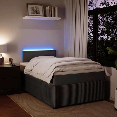 VidaXL Box spring krevet s madracem tamnosivi 120 x 200 cm bar&amp;scaron;unasti Slike