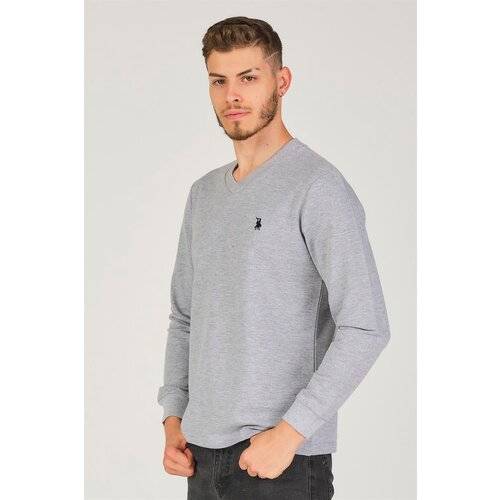 Dewberry V4002 V COLLAR MEN'S SWEATSHIRT-GRAY Cene