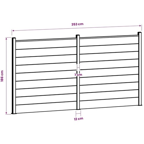  Set ograde 353 x 186 cm WPC i aluminij Siva - Siva 2 odeljka (tamno sivi post) Slike