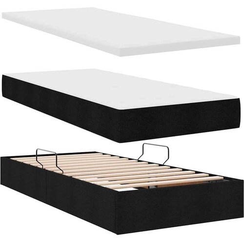  Krevet s prostorom za pohranu s LED-om Crna 90 x 200 cm Slike