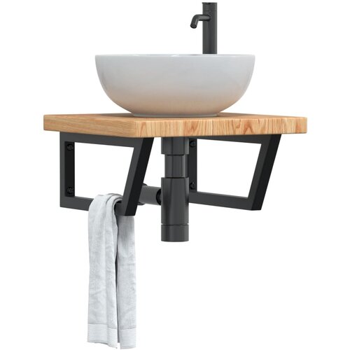 vidaXL Zidna polica za umivaonik od čelika i masivne hrastovine Cijene