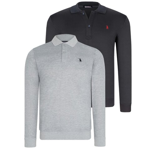 Dewberry DOUBLE SET V4007 MEN'S SWEATSHIRT-NAVY - GREY Cijene