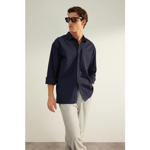 Trendyol Limited Edition Men's Navy Blue Gabardine Casual Fit Limited Edition Shirt Jacket