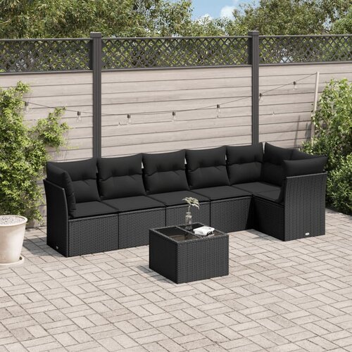 vidaXL 7-dijelni set vrtnih sofa od poliratana s jastucima crni Cijene