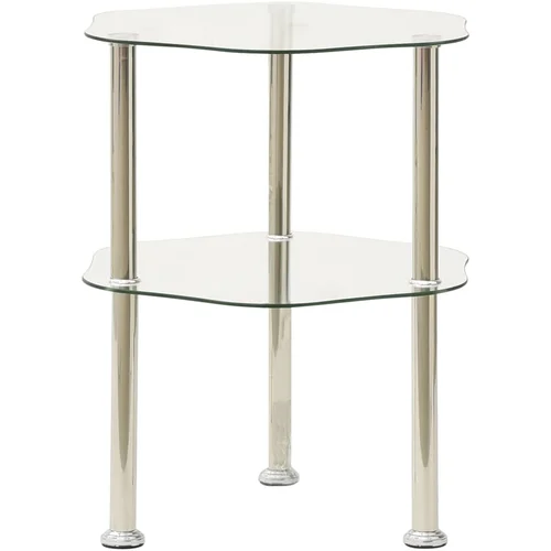 vidaXL 322790 2-Tier Side Table Transparent 38x38x50 cm Tempered Glass