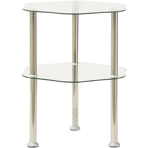VidaXL Stranska mizica 2-nadstropna prozorna 38x38x50cm kaljeno steklo, (20625650) Slike