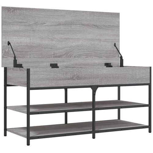  Klupa za cipele siva boja hrasta 100x42,5x50 cm drvena Slike