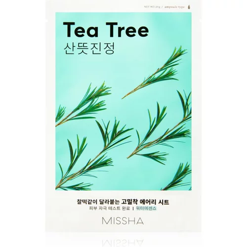MISSHA Airy Fit Tea Tree Sheet maska za čišćenje i osvježavanje lica za osjetljivu kožu lica 19 g