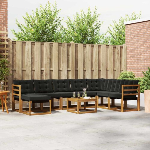  Set vanjskih sofa 9 kom. Prirodna i crna Cene