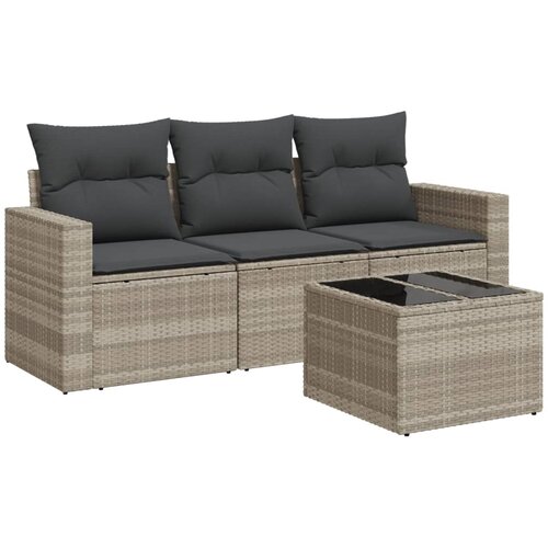  4-dijelni set vrtnih sofa s jastucima svijetlosivi poliratan Slike