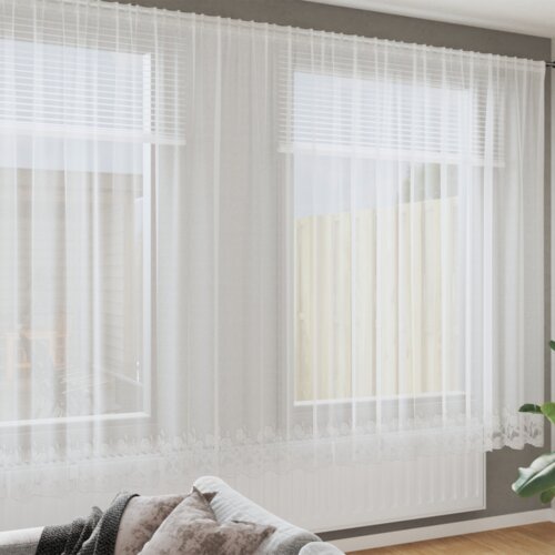 vidaXL Zavjese sa zavjesama Cvjetni Bijela 500 x 220 cm Poliester Cijene