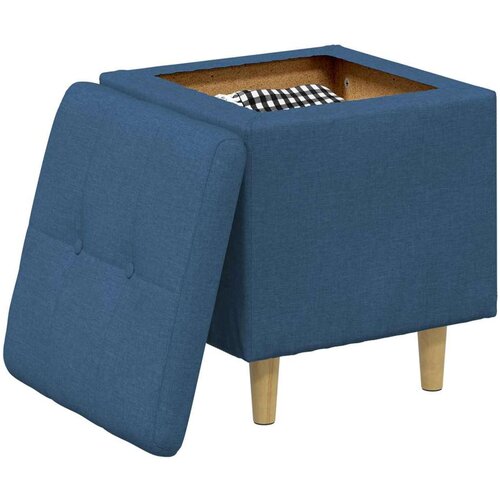  Otoman za pohranu s jastukom Plava 40 x 40 x 45 cm tkanina - Plava 40 cm tkanina Slike