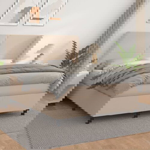 The Living Store Box spring postelja z vzmetnico kapučino 140x200cm umetno usnje - Box Spring Postelja, (21513866) Slike