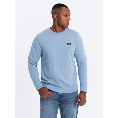 Ombre Men's non-stretch sweatshirt with metal pin - blue Slike