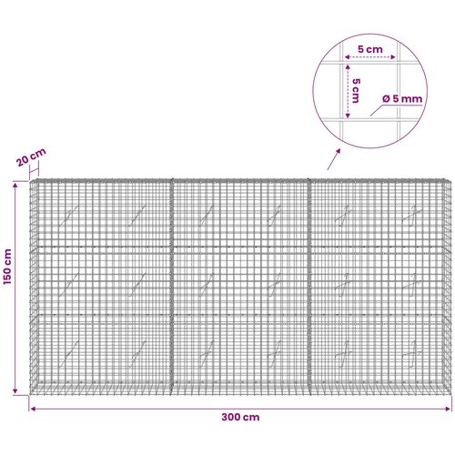  Gabion s 5 mm žicom i mrežom 5x5 cm 300x20x150 cm Slike