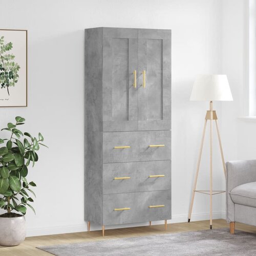 vidaXL Visoka komoda betonsko siva 69,5x34x180 cm inženirski les Cene