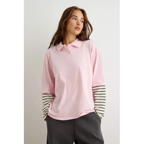 TRENDYOLMILLA ženska majica Twoaw27Ts00056, svetlo roze Slike