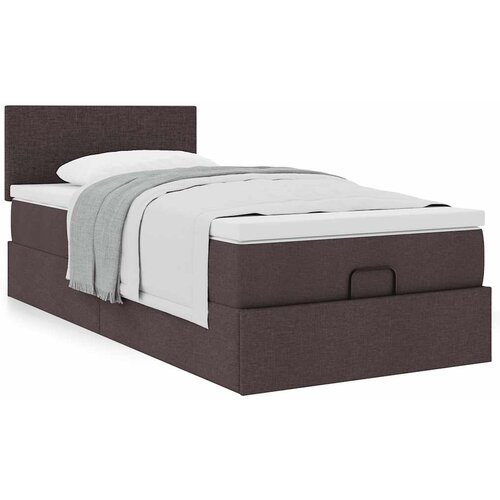 VidaXL Otomanski posteljni okvir z vzmetnico rjav 90x200 cm blago Slike