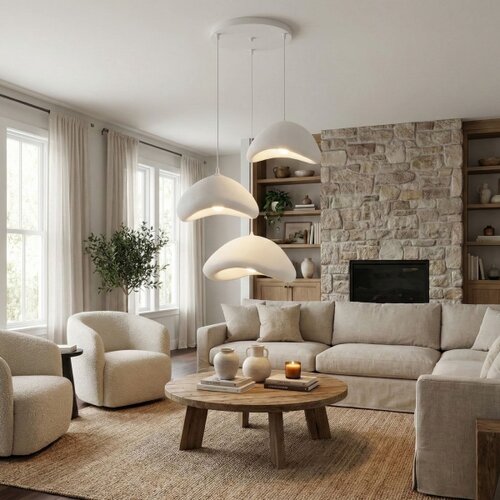  Brilagi - Visilica na sajli WABI SABI 3xE27/40W/230V prečnik 82 cm beli Slike