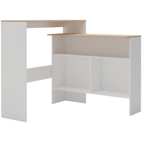  Barski stol s 2 stolne ploče bijelo i boja hrasta 130x40x120 cm Slike