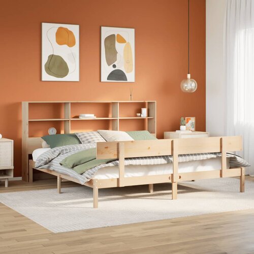 VidaXL Knjižna postelja brez vzmetnice 180x200 cm trdna borovina Slike