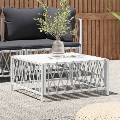 The Living Store Vrtna miza bela 70x70x34 cm tkanina - Vrtna Miza, (21460017) Slike