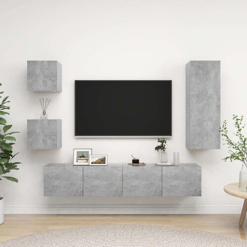  5-dijelni set TV ormarića siva boja betona od iverice Slike
