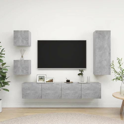  Komplet TV omaric 5-delni betonsko siva iverna plošča, (20914411)
