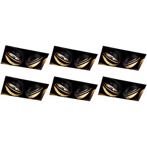QAZQA Set 6 vgradnih reflektorjev črn GU10 AR111 trimless 2-light - Oneon Cene