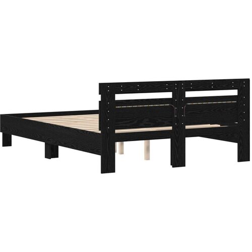 VidaXL Crni okvir za krevet od hrasta Crni hrast Čvrsti hrast 150 x 200 cm Slike