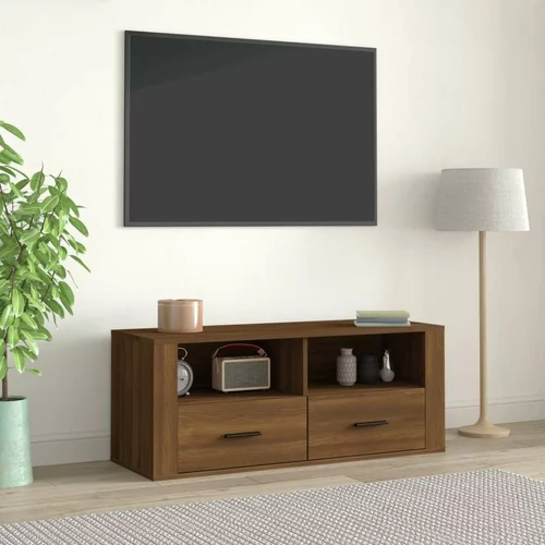 TV omarica rjav hrast 100x35x40 cm inženirski les, (20734277)