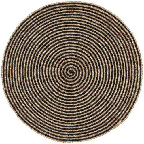 vidaXL Preproga iz jute črn spiralni dizajn ročno izdelana 90 cm, (20668971) Cene