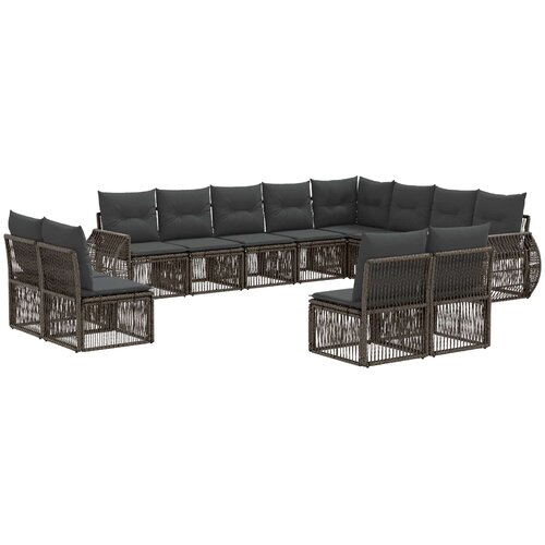  Sjedeća garnitura za vrt 12 kom. Siva i tamno siva poliratan 70 x 62 x 70 cm Slike