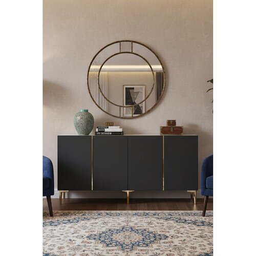 Hanah home komoda Poli 150, 150 cm, antracit / zlatna Cene