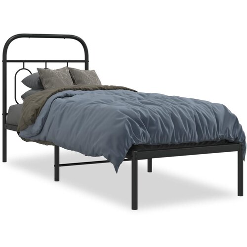 vidaXL Metalni okvir za krevet s uzglavljem crni 75x190 cm Cene