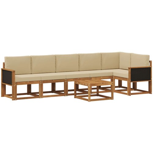 vidaXL Zunanja garnitura za sedenje 7 pcs Naravna in bež Poliester, (5000279843) Cene
